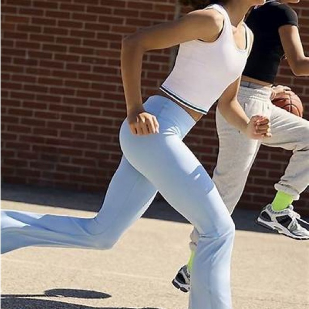 Athleta Girl High Rise Softluxe Chit Chat Flare Pant Heather Blue